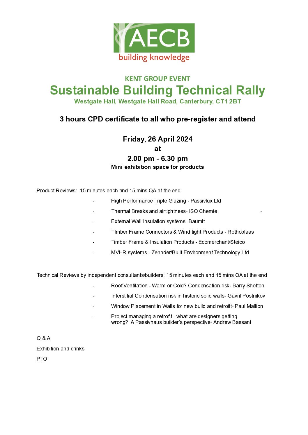 Sustainable Buildings Technical Rally